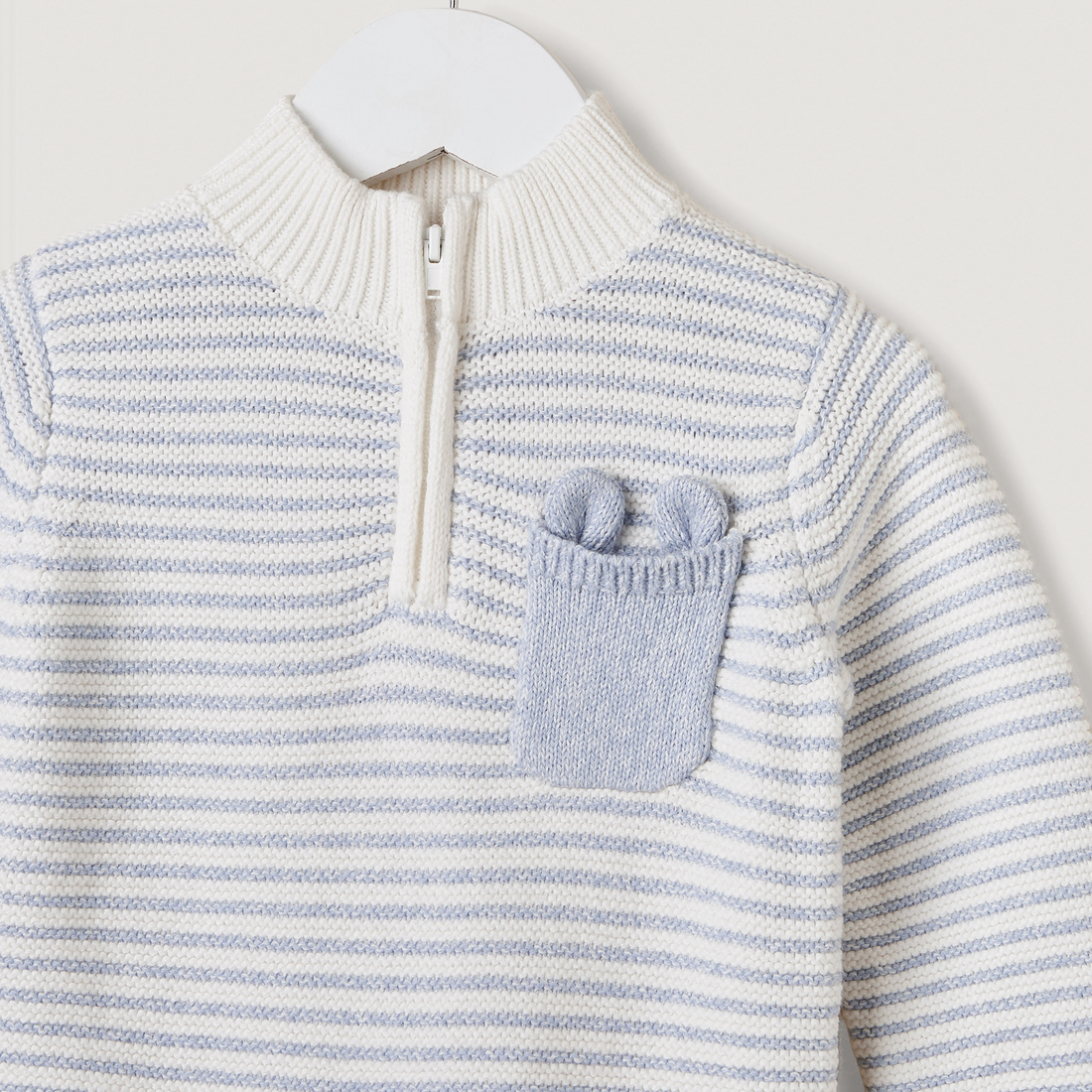 Baby Boys’ Blue & White Striped Half-Zip Sweater
