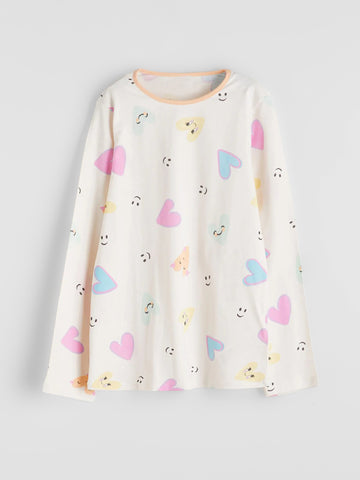 Girl's Round Neck Pure Cotton Full Sleeve T-shirt