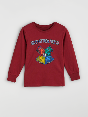 Boys’ Maroon Hogwarts Printed Long Sleeve T-Shirt
