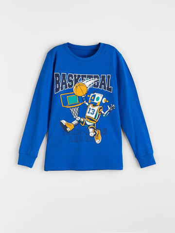 Long Sleeve Royal Blue Cotton Tee