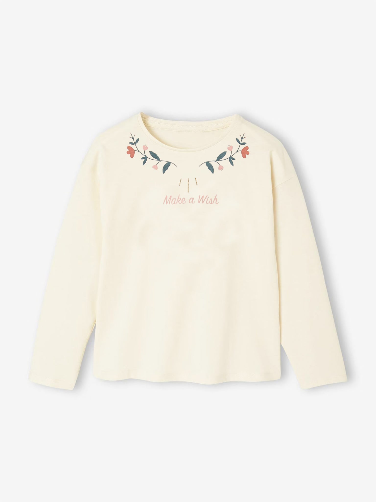 Girl's Long Sleeve Cotton T-shirt | Beige