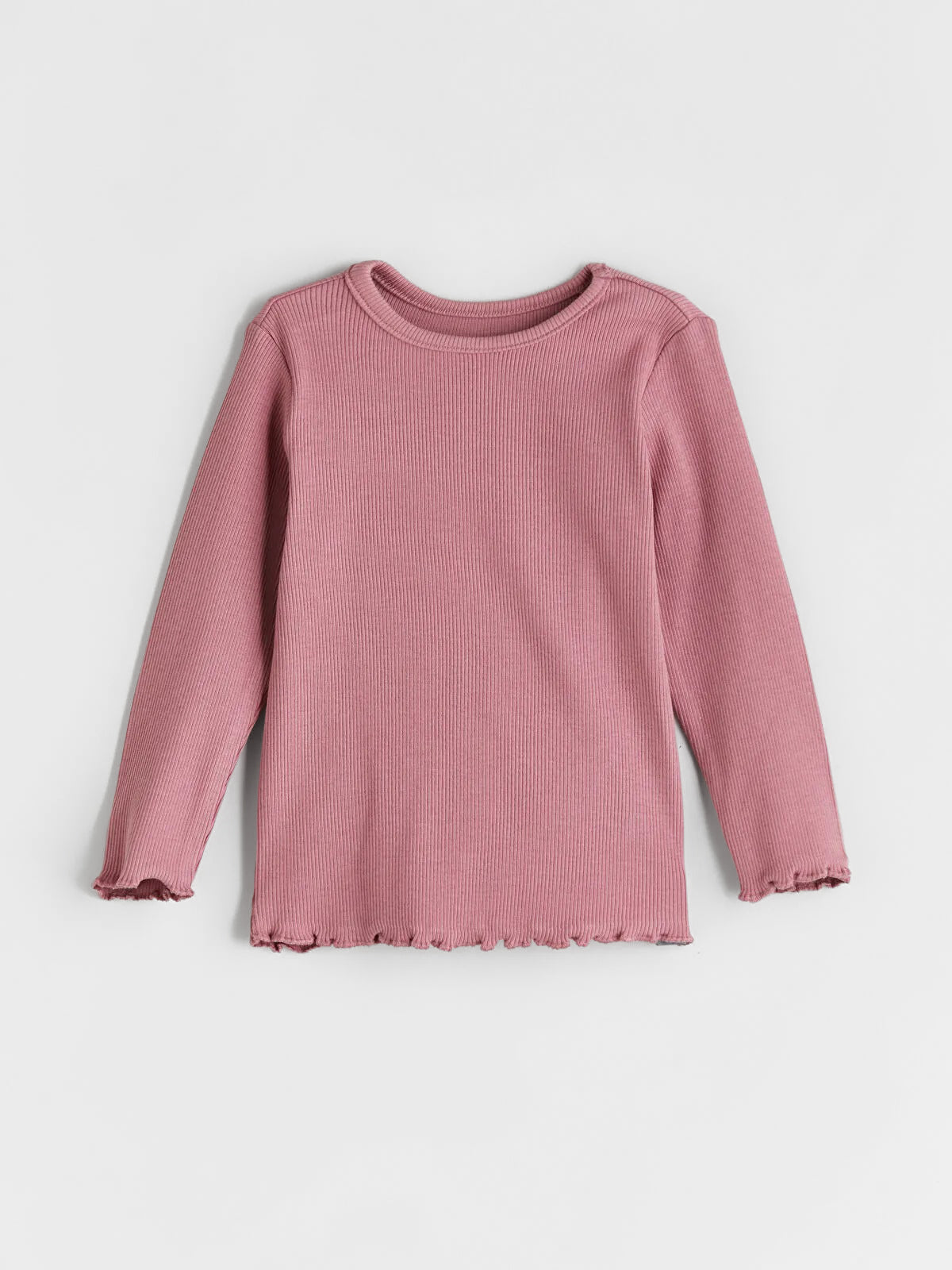 Toddler Girls’ Ribbed Cotton Full Sleeve Top – Dusty Pink