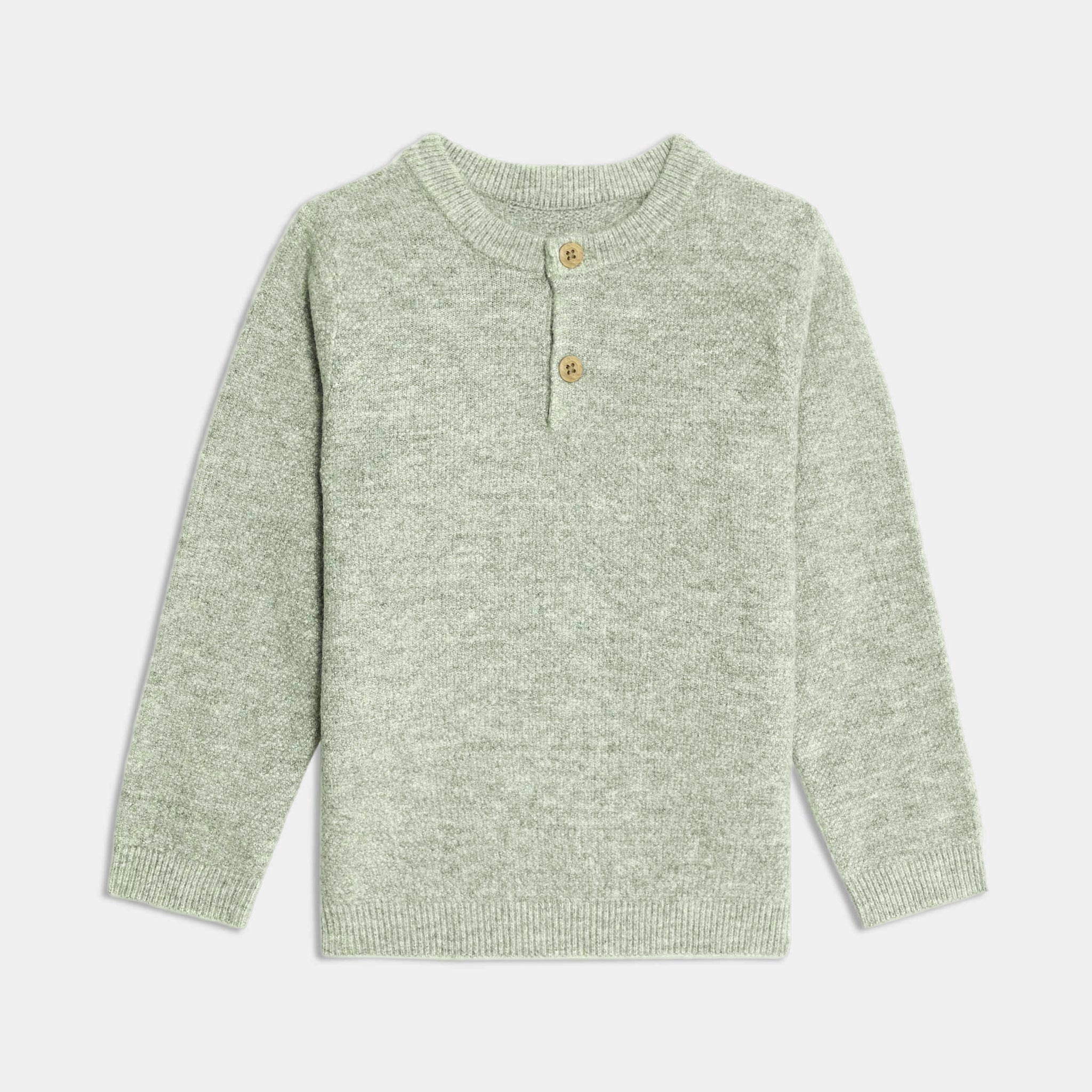 Boy's Henley Knitted Jumper | Warm Green