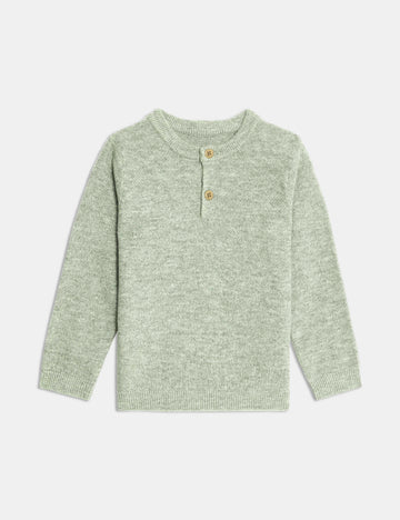 Boy's Henley Knitted Jumper | Warm Green