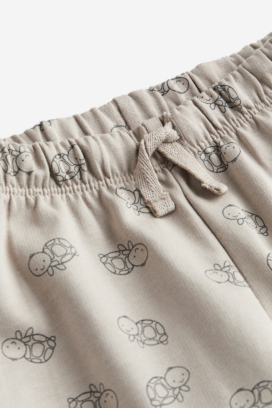 Toddler Beige Cotton Sweatpants | Turtle Print Joggers