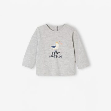 Baby Long Sleeve Cotton T-shirt | Light Grey