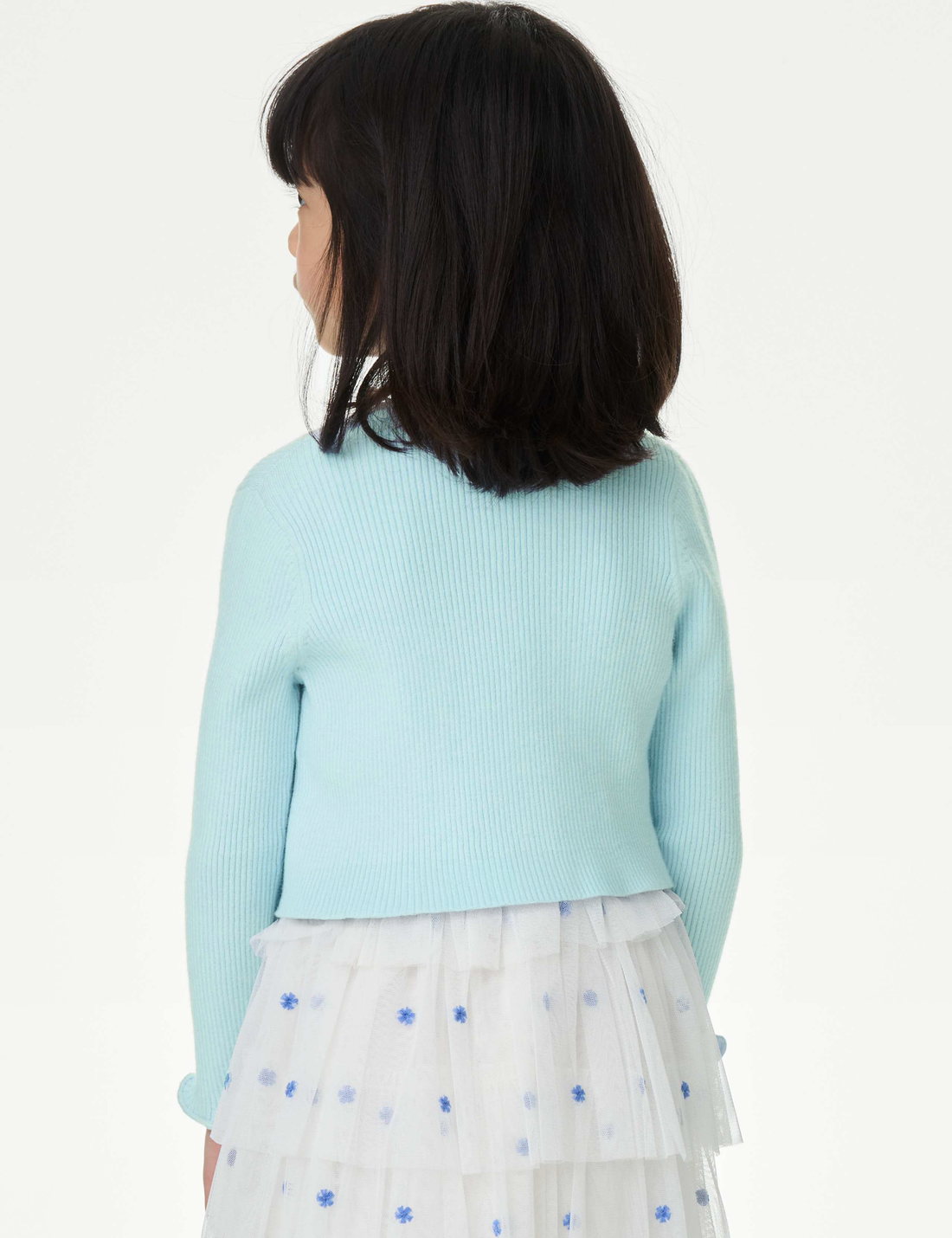 Pure Cotton Cropped Cardigan | Pastel Blue