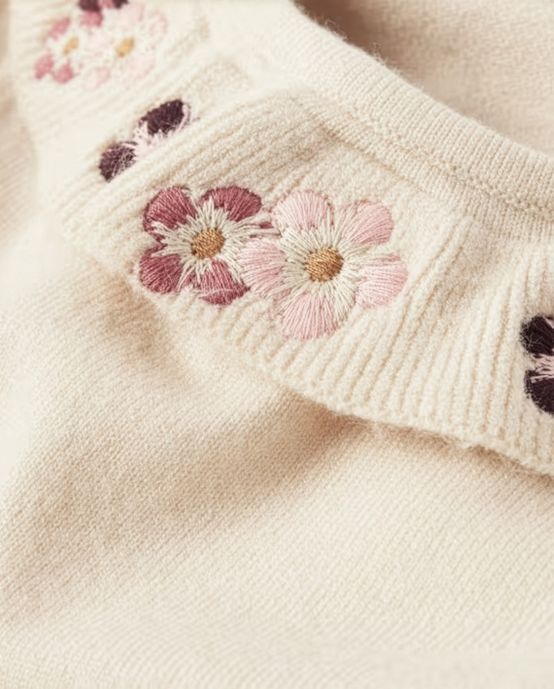 Baby Girl's Long Sleeve Embroidered Ruffle Sweater Dress