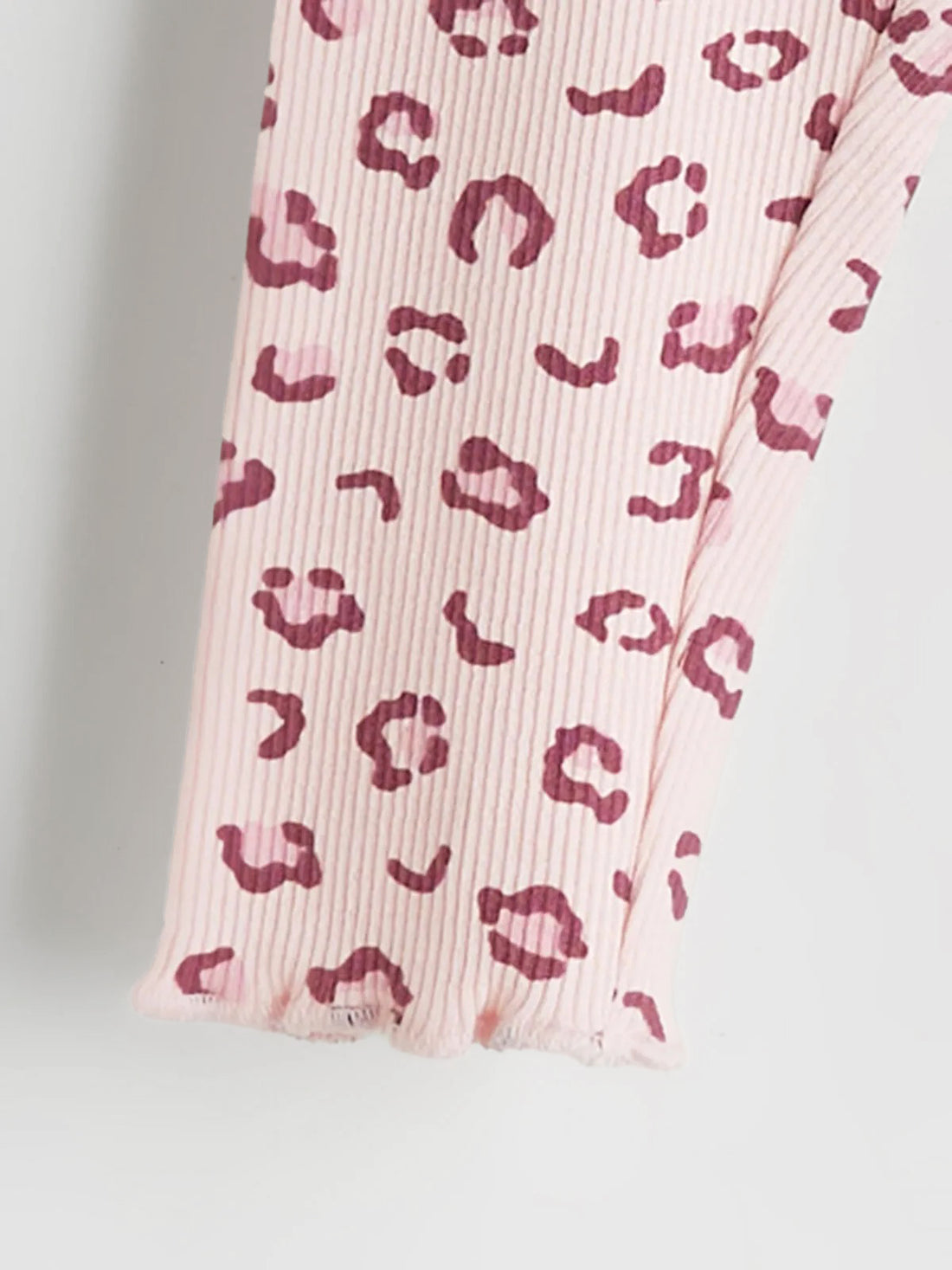 Girls’ Ribbed Cotton Leopard Print Leggings – Pink