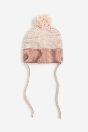 Blush Pink & Rose Knit Baby Winter Hat