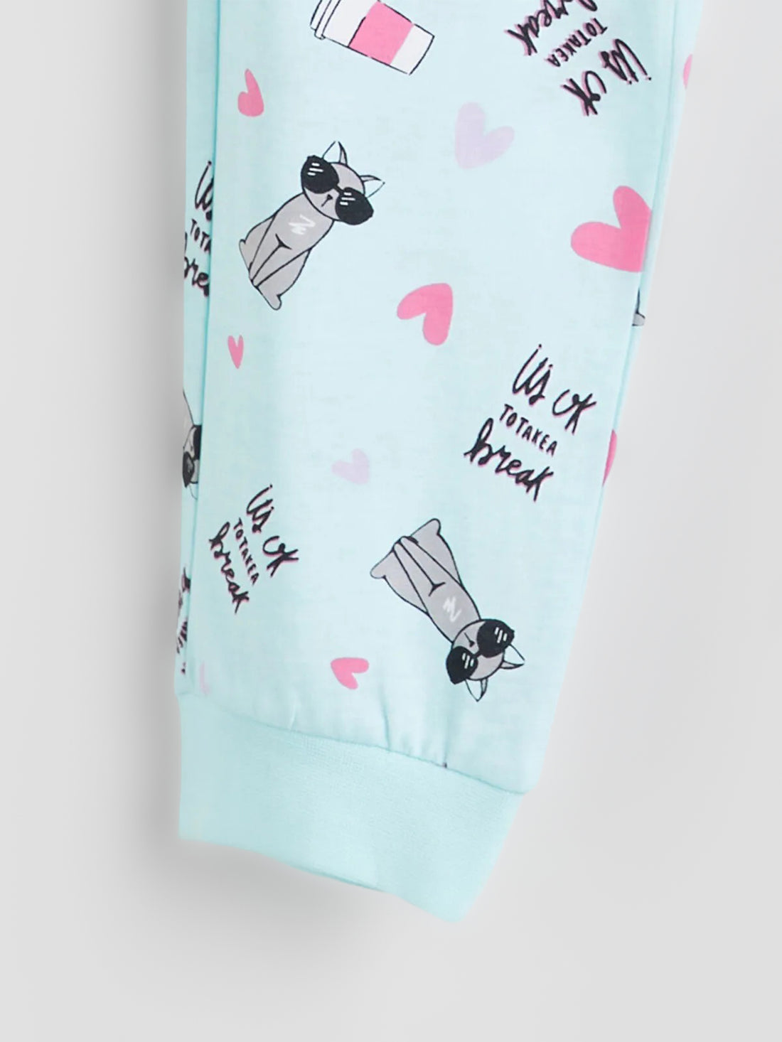 Girl's Mint Blue Cotton Fabric Leggings