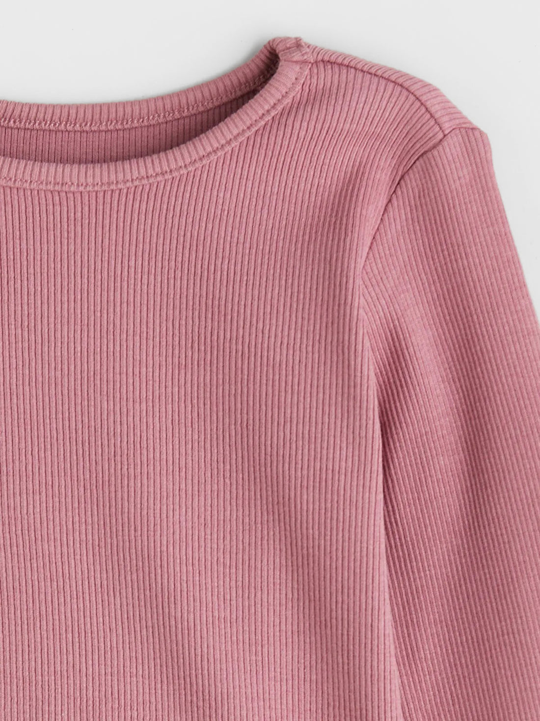 Toddler Girls’ Ribbed Cotton Full Sleeve Top – Dusty Pink