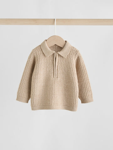 Baby Boy's Beige Textured Knit Sweater