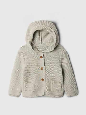 Baby Knitted Hoodie Cardigan | Soft Beige