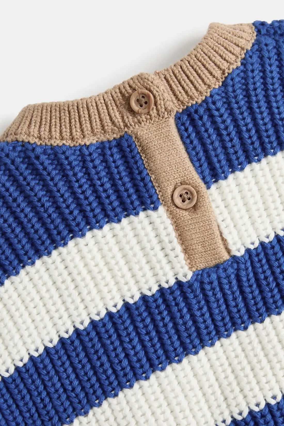 Infant Knit Striped Sweater – Blue/Ecru