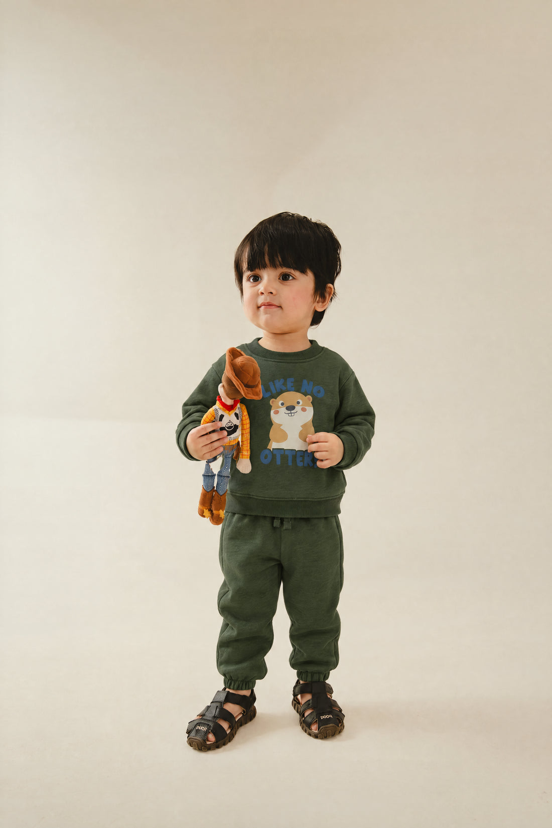 Infant Fleece 2-piece Sweatshirt & Jogger Set – Dark Olive