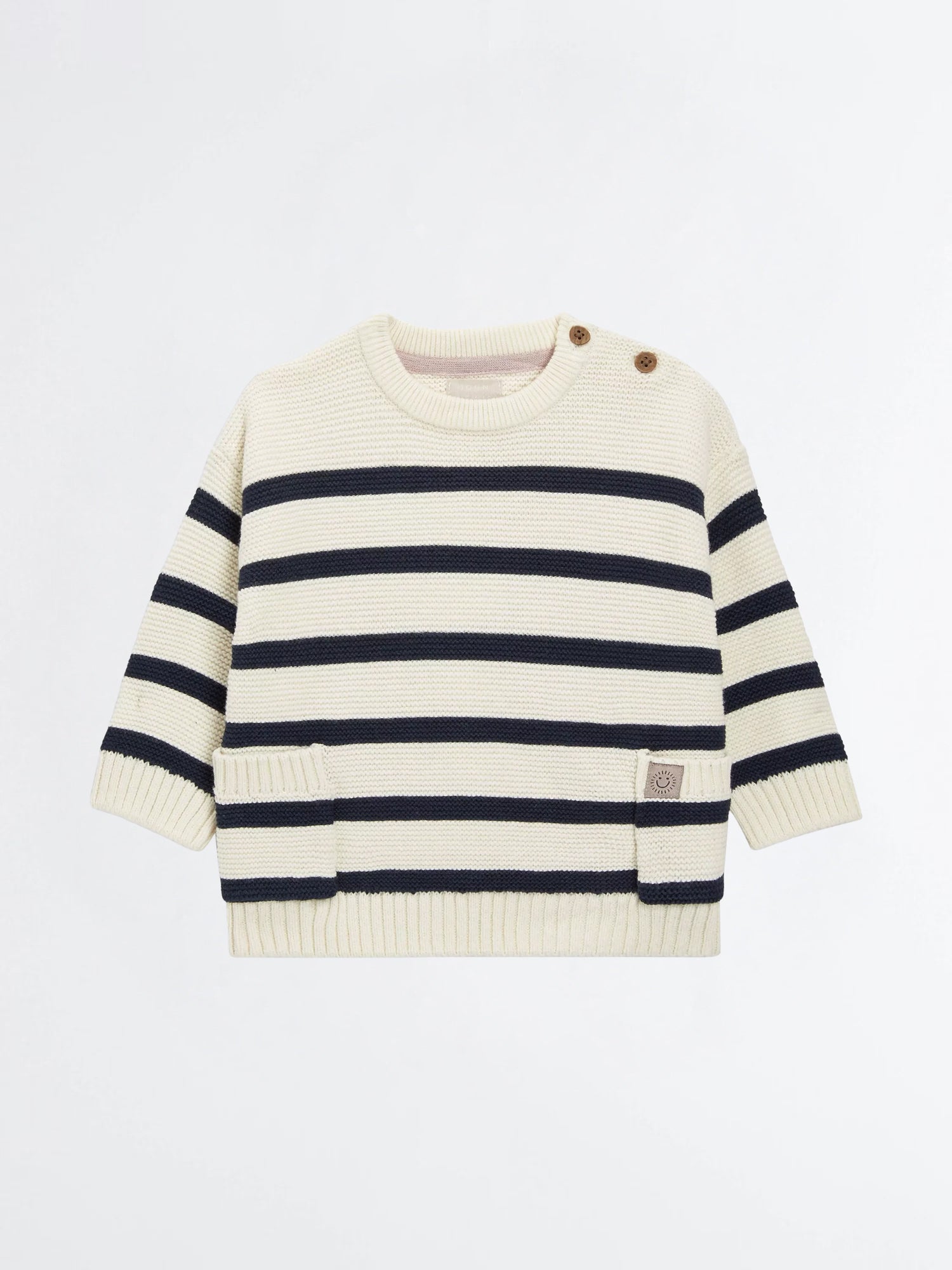 Baby Boy Striped Knit Sweater – Navy & Cream