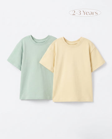 Kids 2-Pack T-Shirt — Mint Green & Butter Yellow