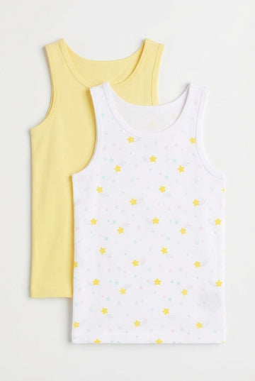 2-Pack Cotton Tank Tops – Yellow & Star Print