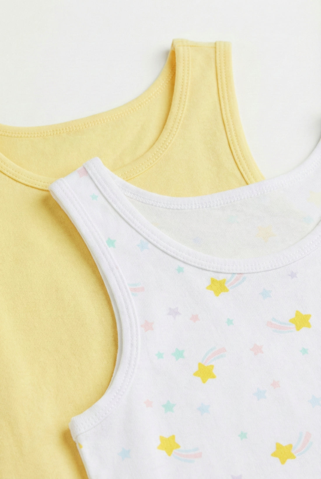 2-Pack Cotton Tank Tops – Yellow & Star Print