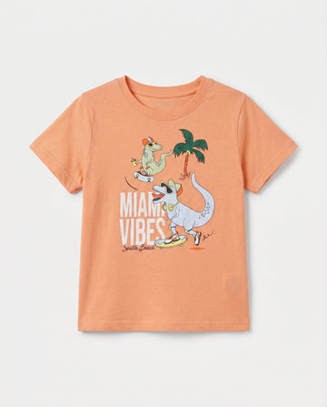 Kid's Short Sleeve Cotton T-Shirt - Peach Orange