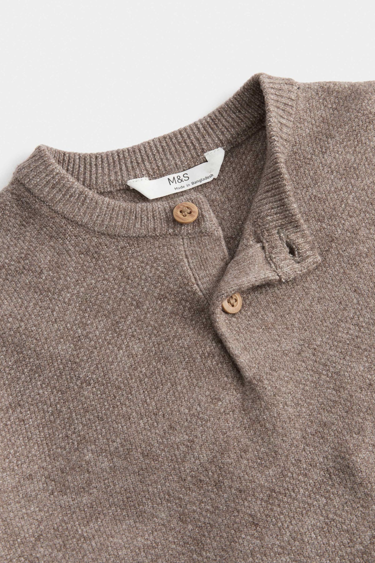 Kids’ Henley Wool Knit Sweater – Mocha – Ptex
