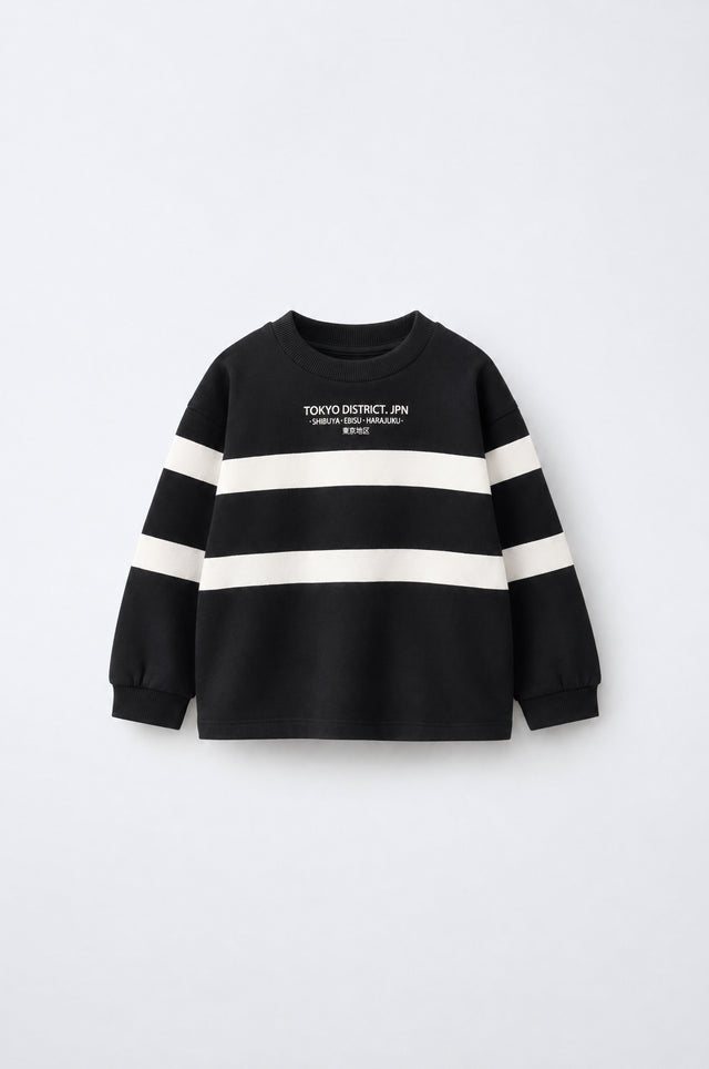 PTex Fashion – Kid’s Block Stripe Sweatshirt – Black