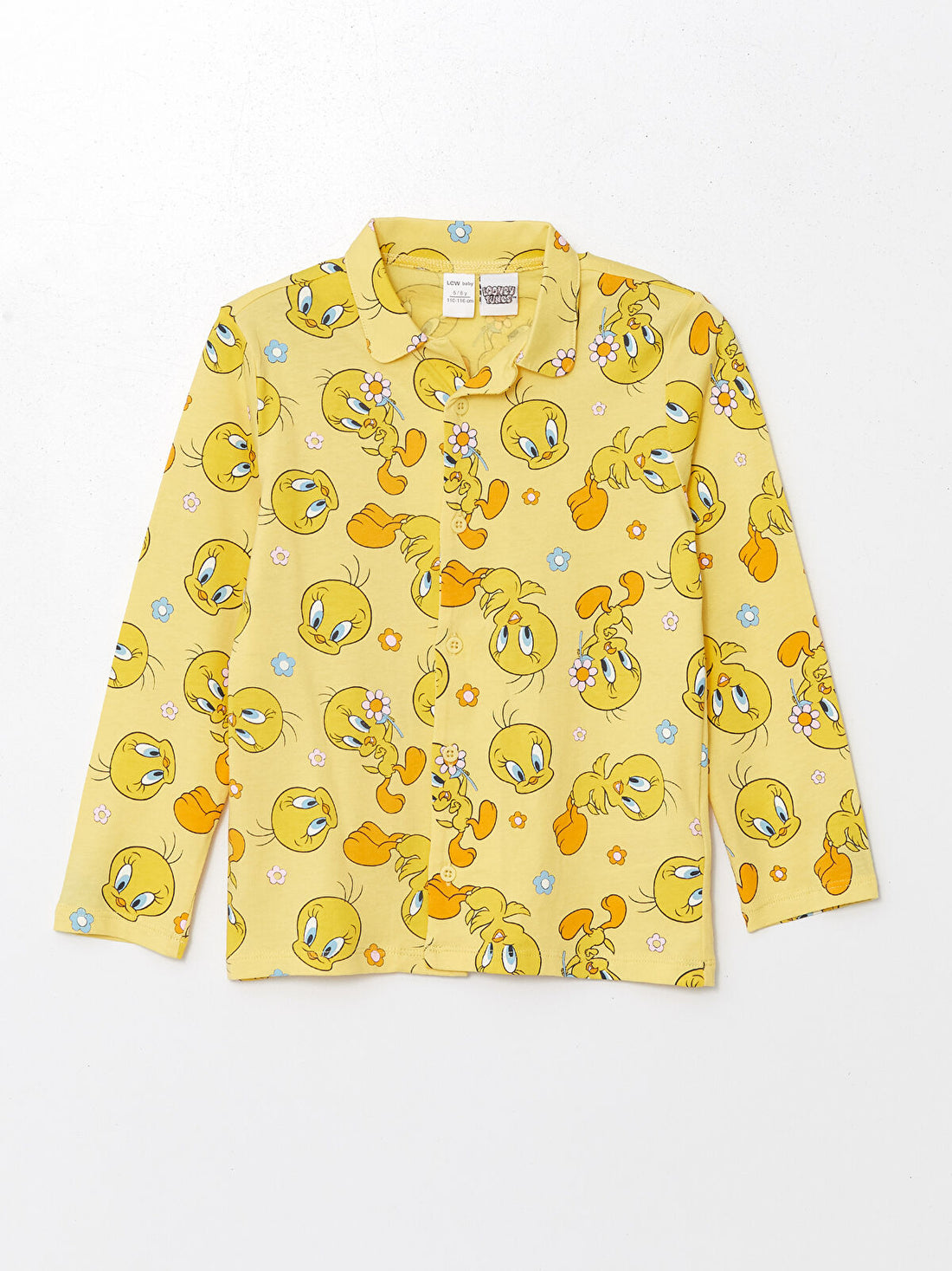 Baby 2 pieces Pajama Set | Cotton, Polo Collar, Long Sleeve, Yellow, Duck Print