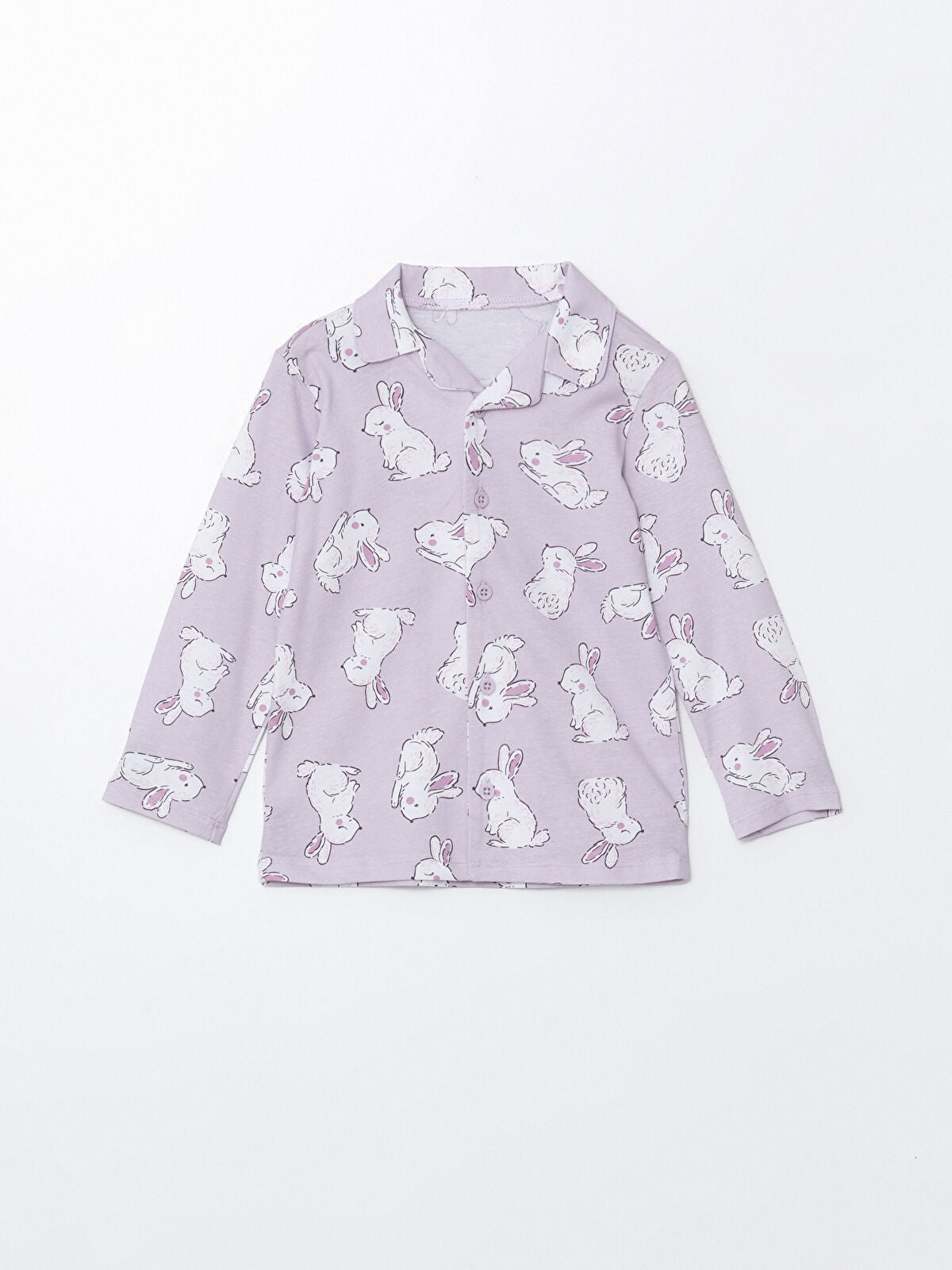 Kids' Lavender Bunny Print Top | Cotton, Polo Collared