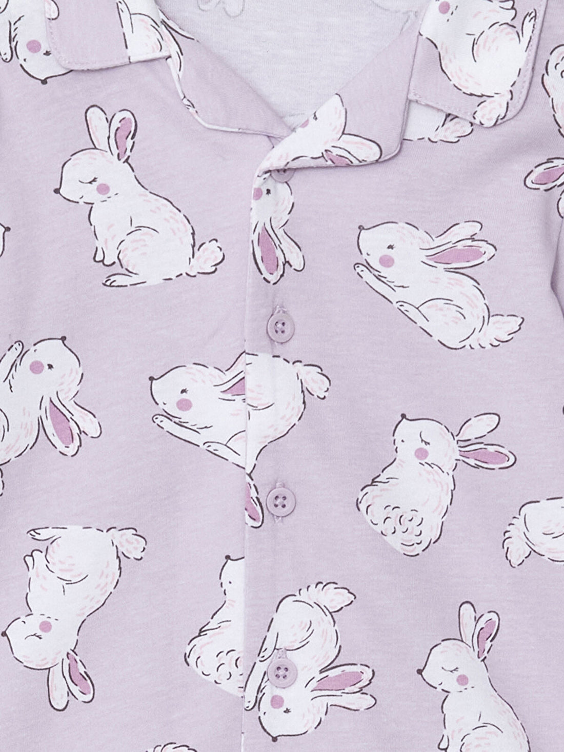 Kids' Lavender Bunny Print Top | Cotton, Polo Collared