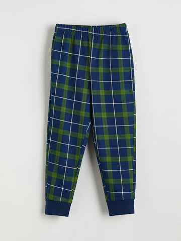 Boy's Plaid Joggers | Green Stripe