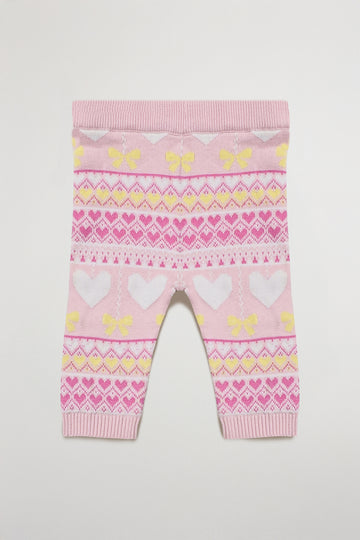Newborn Baby Girl's Leggings | Knitted, Cotton, Pink