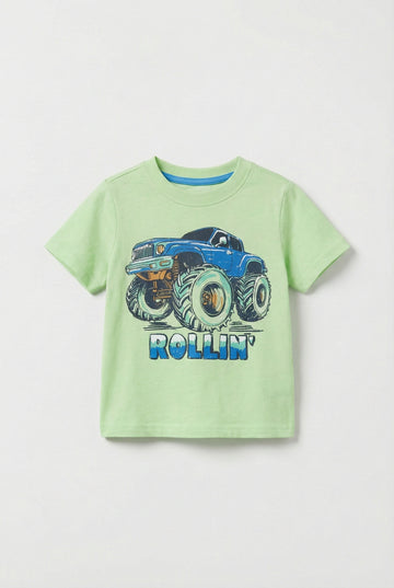 Toddler Mint Green Half Sleeve T-Shirt | Monster Truck