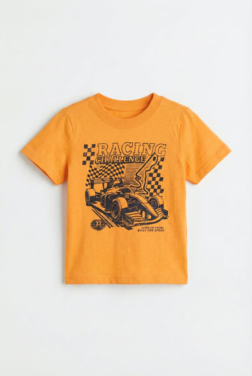 Toddler Orange Half Sleeve T-Shirt | Racing