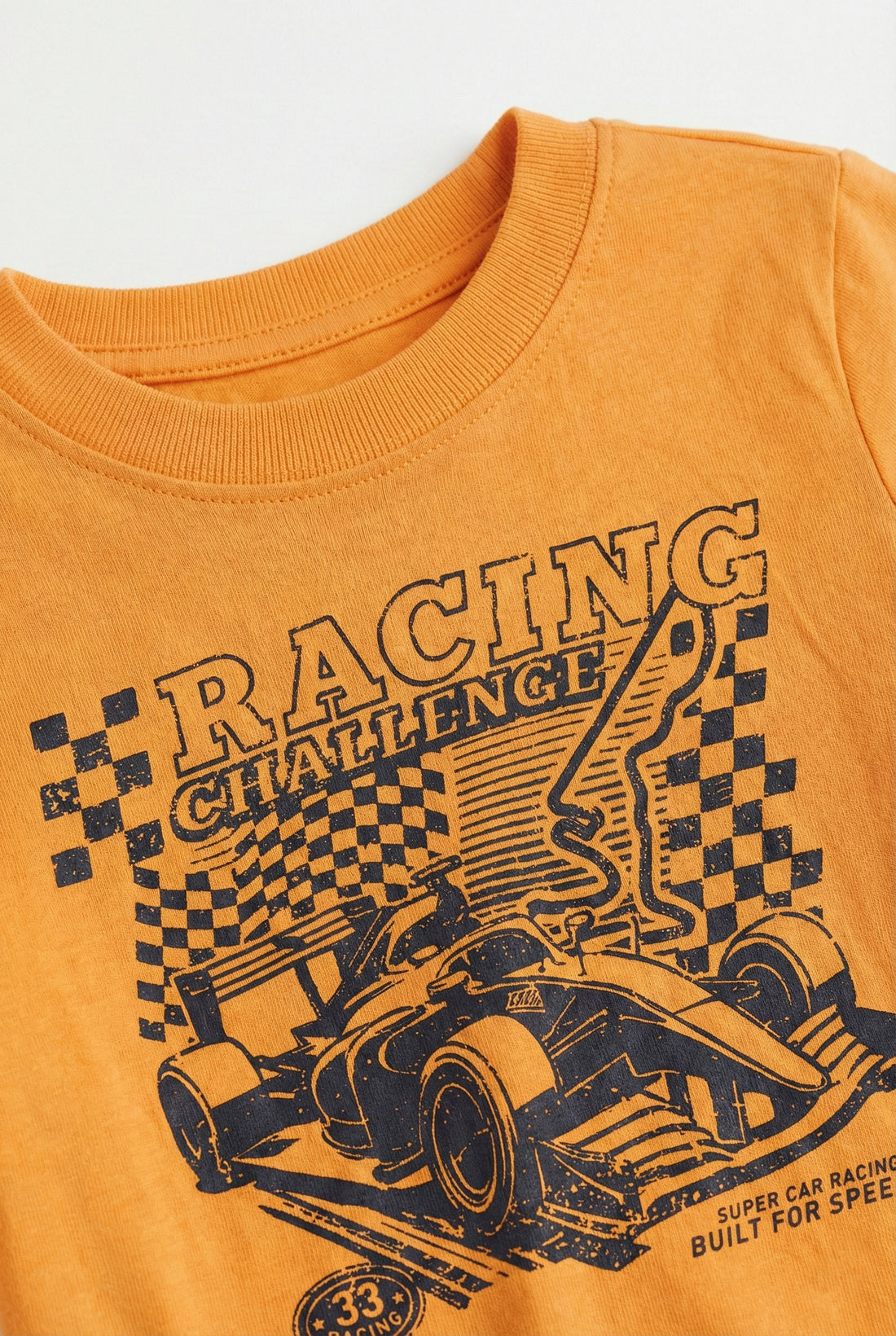 Toddler Orange Half Sleeve T-Shirt | Racing