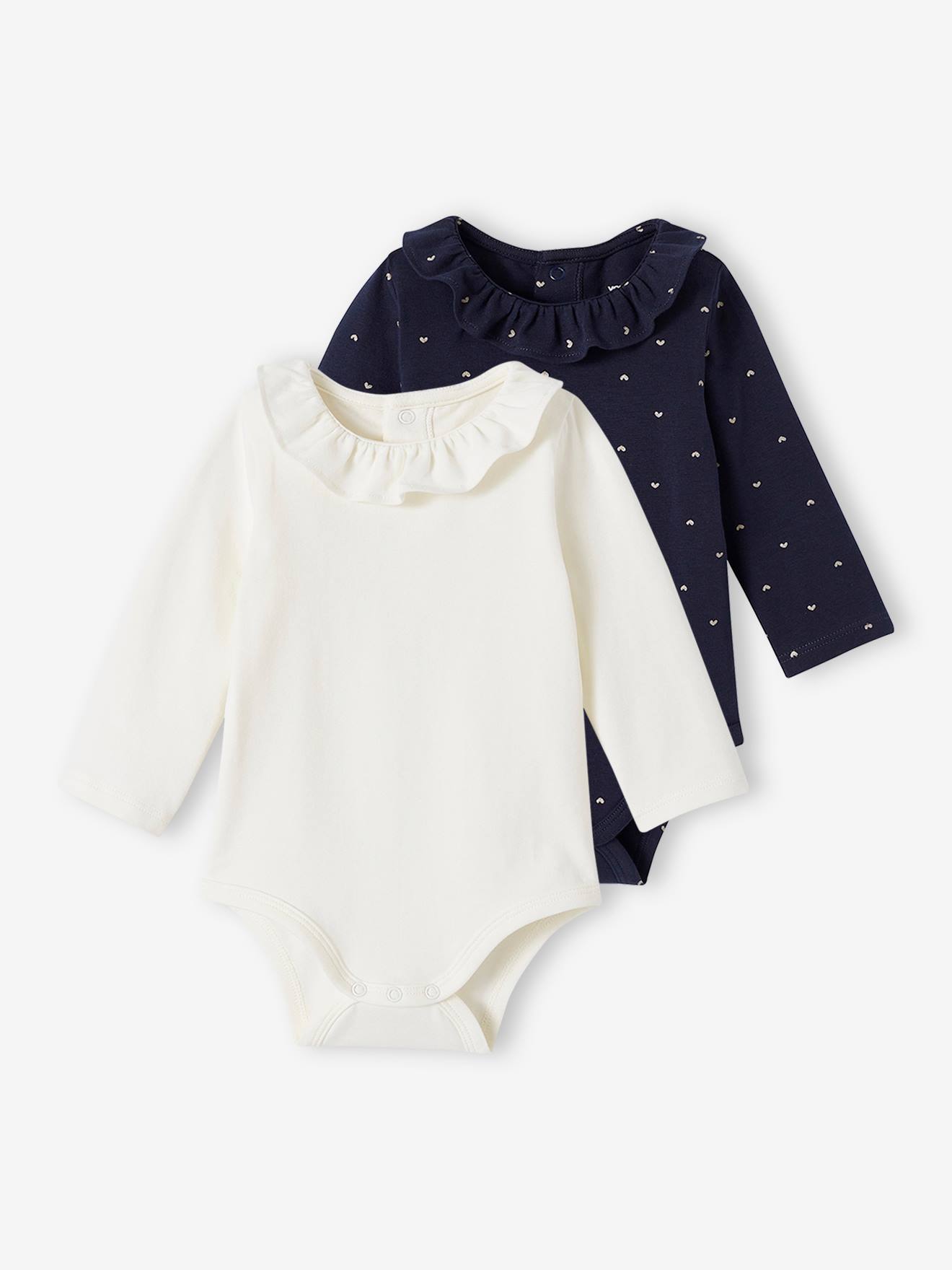 Pack of 2 Bodysuit | Cotton, Peter Pan Collar, Full Sleeve