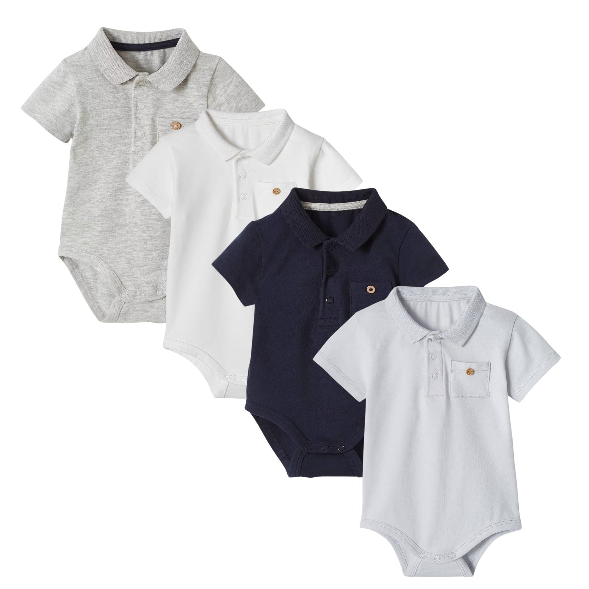 Pack of 3 Baby Bodysuit with Polo Shirt Collar