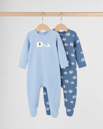 2-Pack Elephant Print Baby Rompers