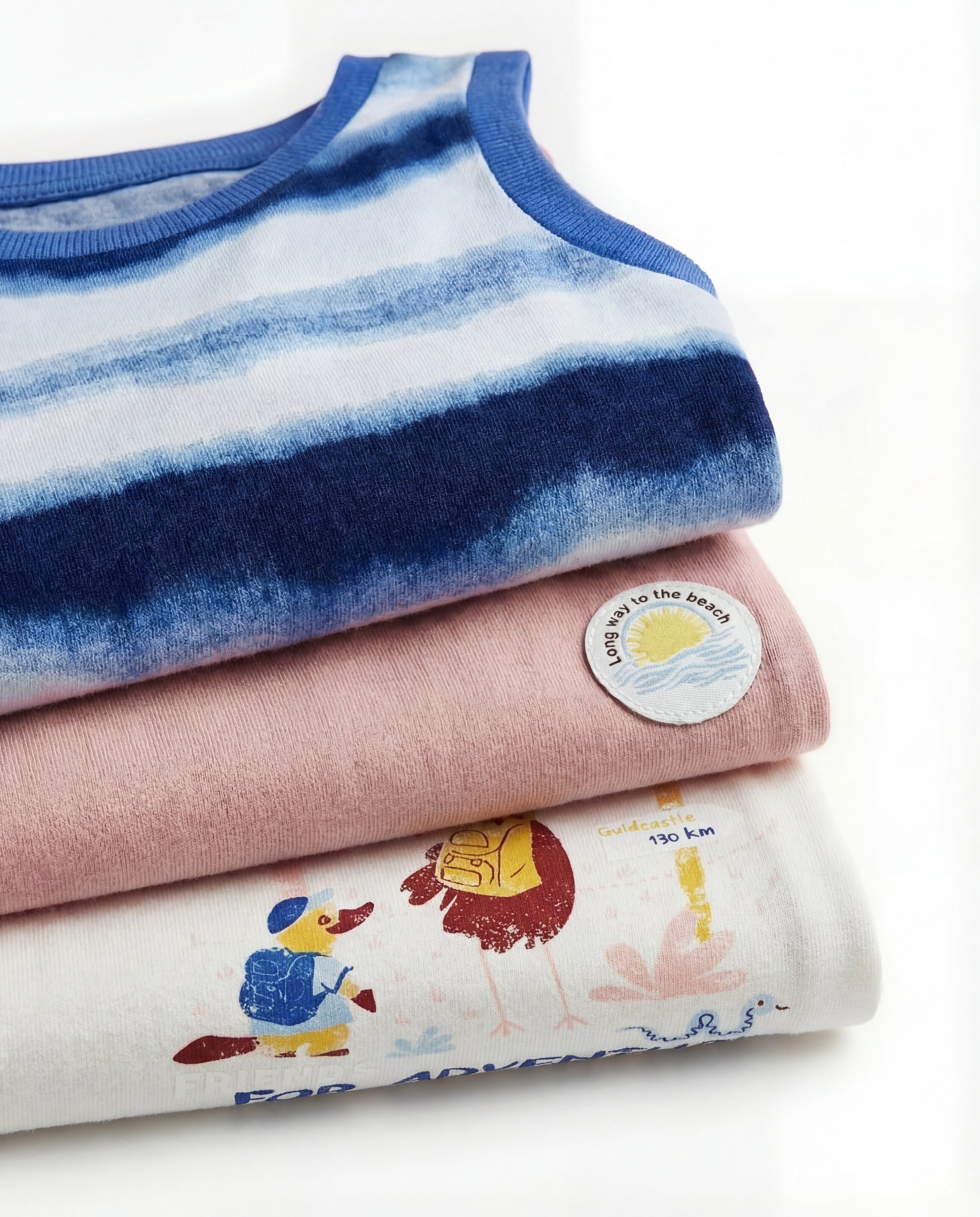 Pack of 3 Infant Tank Tops beige, salmon and blue