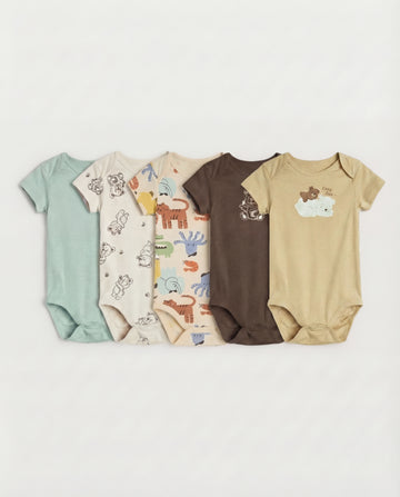 Pack of 5 Half Sleeve Cotton Bodysuit