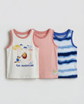 Pack of 3 Infant Tank Tops beige, salmon and blue