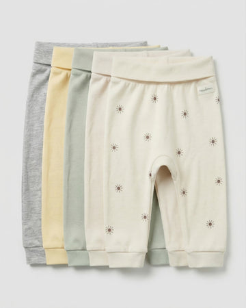 Pack of 5 Organic Cotton Assorted Baby Leggings