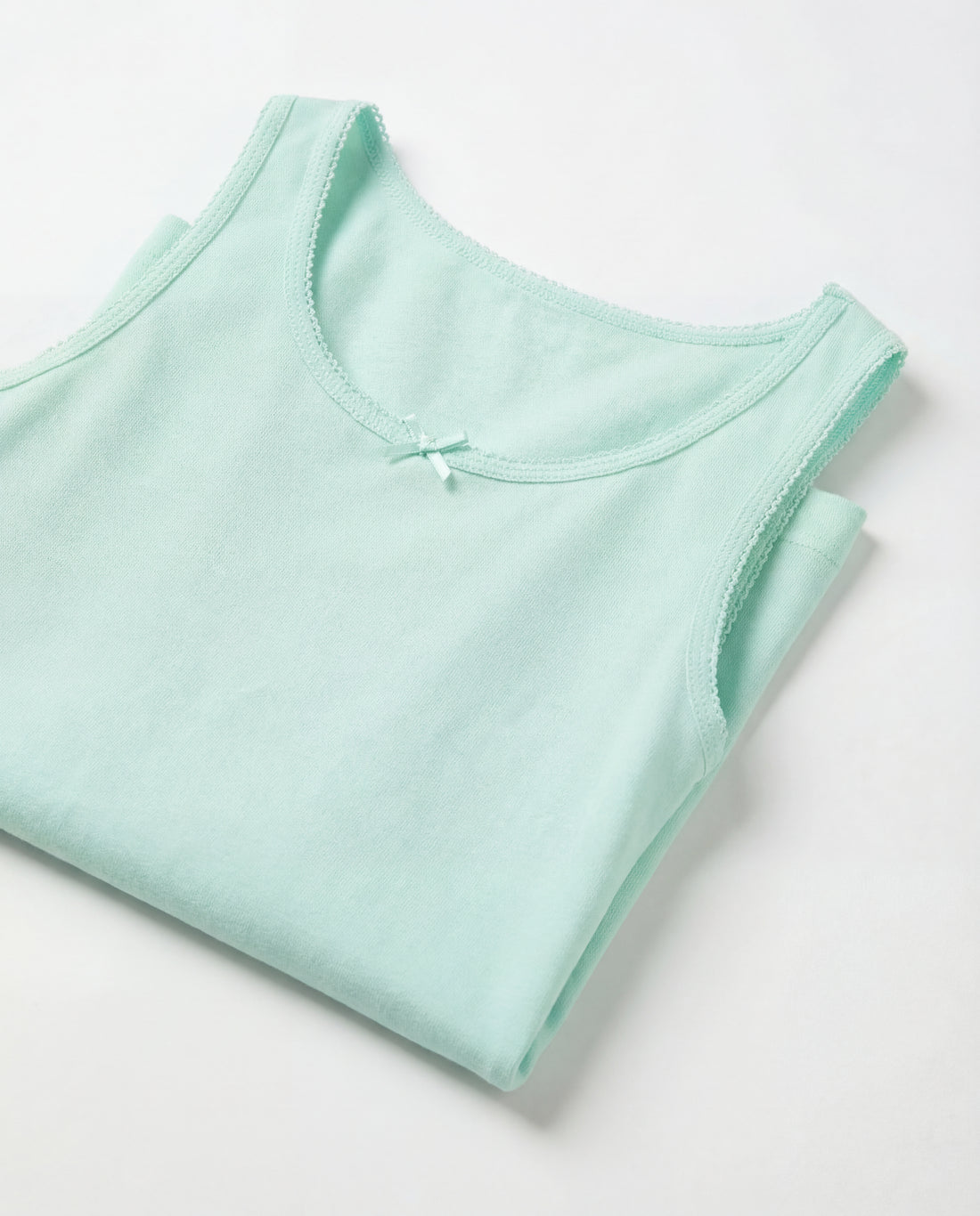 Girl's Lace Trimmed Tank Top – 100% Cotton | Mint Green