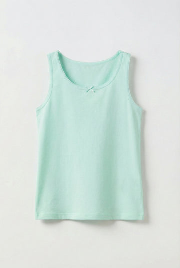 Girl's Lace Trimmed Tank Top – 100% Cotton | Mint Green