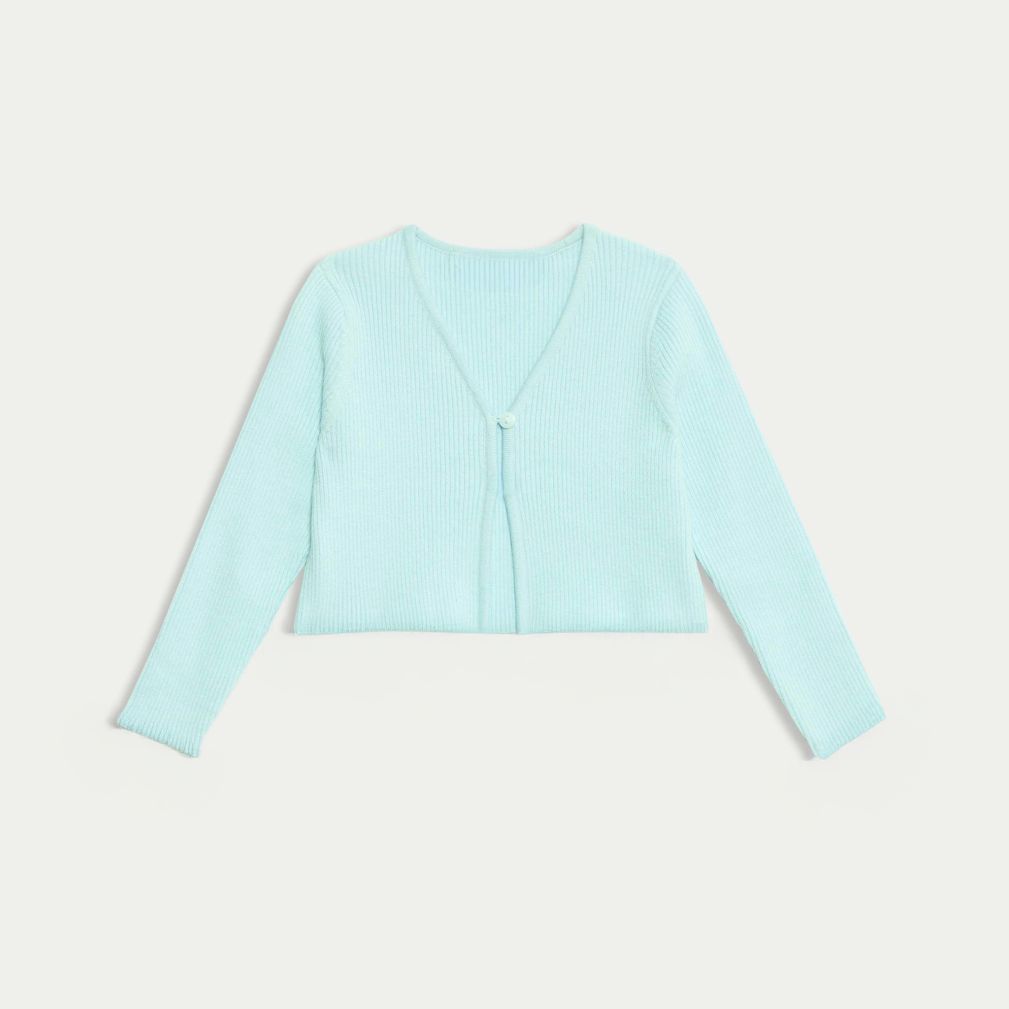 Pure Cotton Cropped Cardigan | Pastel Blue