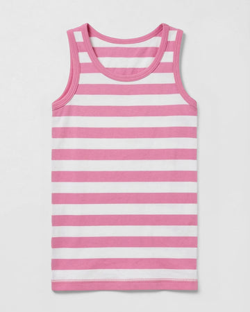 Girl's Slim Fitted Cotton Tank Top - Pink Stripe