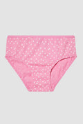 Pink polka dot girl's underwear on a light gray background
