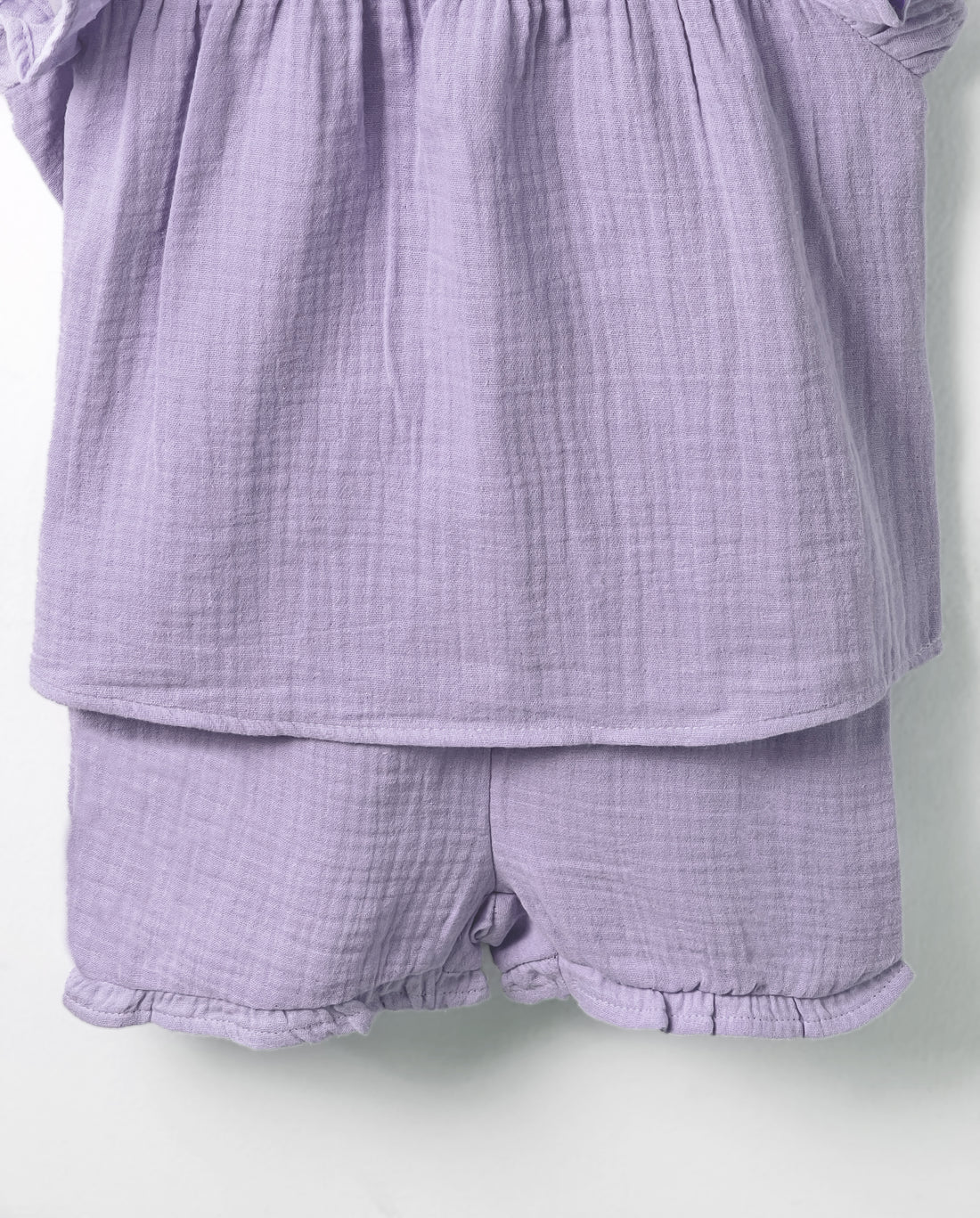 Toddler Baby Girl's Soft Muslin Ruffle Sleeve Set | Baby Purple Color