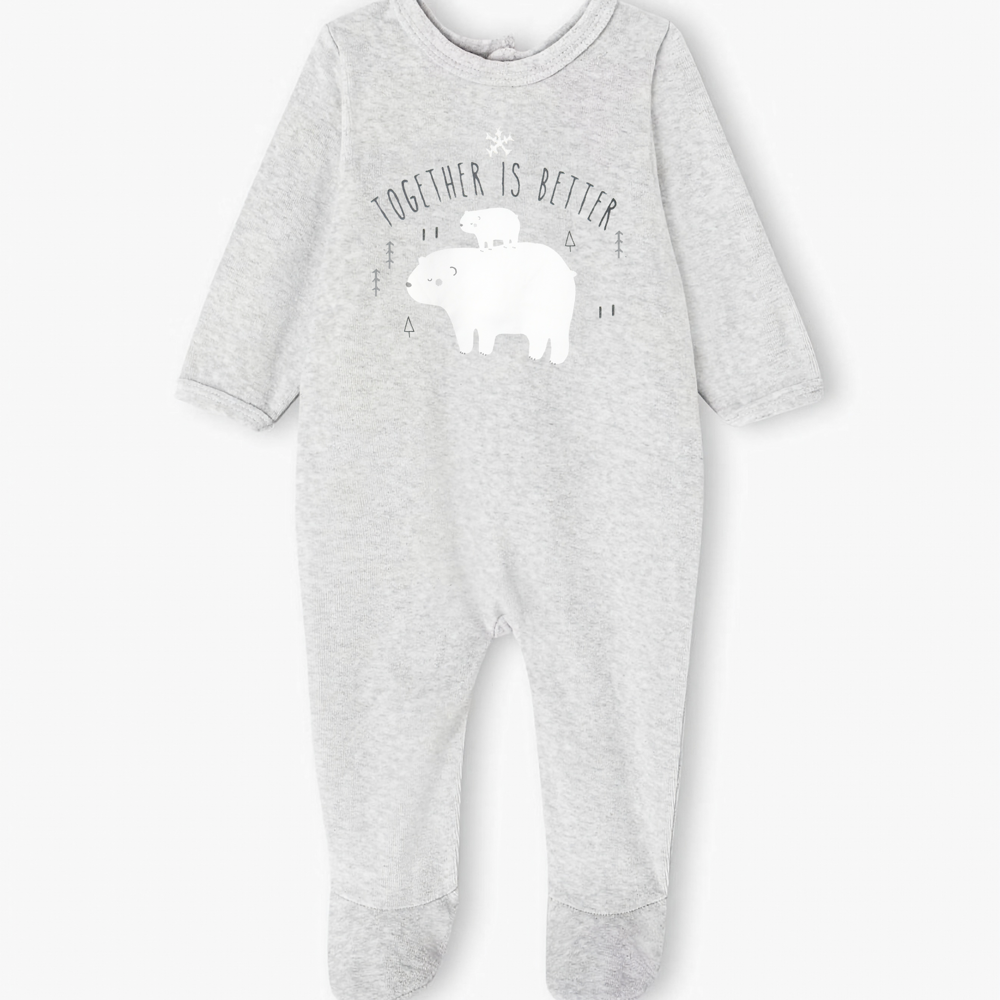 Pure Cotton Baby Romper | Light Grey
