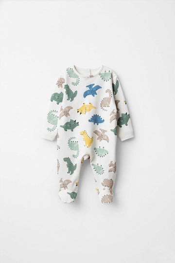 Soft Cotton Baby Romper | Dino Print